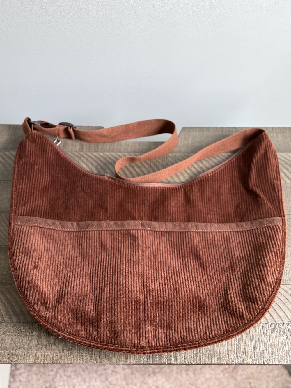 Brown Corduroy Hobo Sling Bag | Retro Crossbody Handbag Vintage Style
